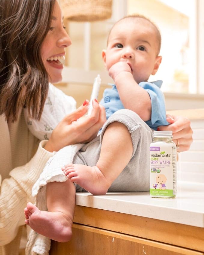 Wellements Organic Gripe Water | Relieves Occasional Stomach Discomfort from Baby Gas, Colic 4 Fl