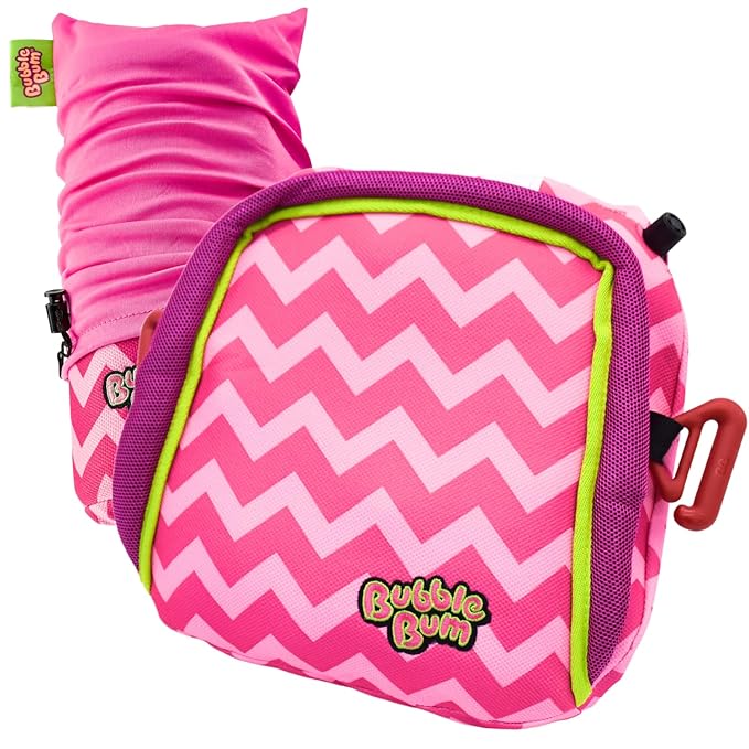 Bubblebum Booster Car Seat, Inflatable Booster Seat for Kids, Travel Carseat, Backless Portable Child Safety Seats for Car, Inflatable Seats for Cars 40-100 lbs, for 4 Year Old + Toddler, Kid - Pink