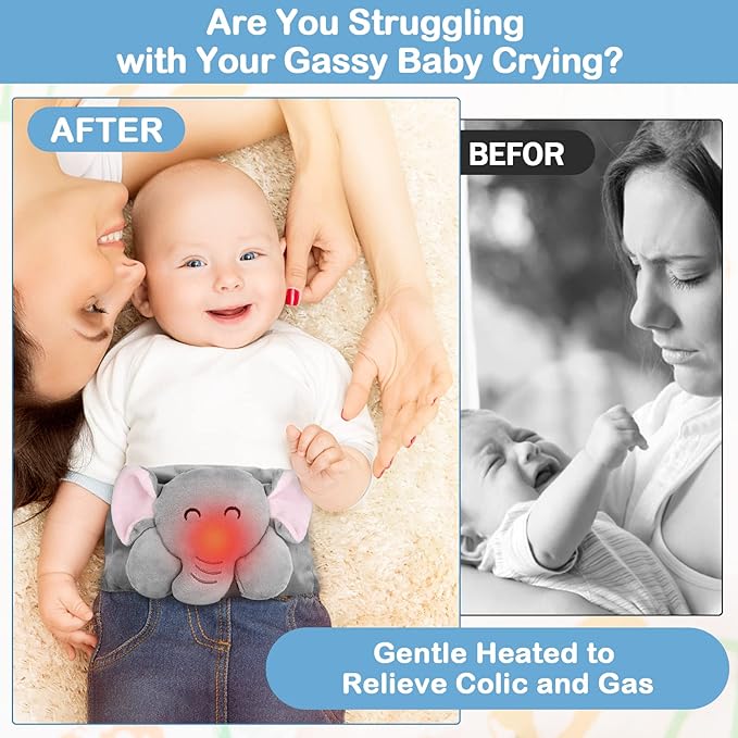 Baby Colic and Gas Relief - Heigoeost Heated Tummy Wrap for Newborns Belly Relief by Soothing Warmth, Baby Heating Pad Swaddling Belt Relief & Soothe Gas