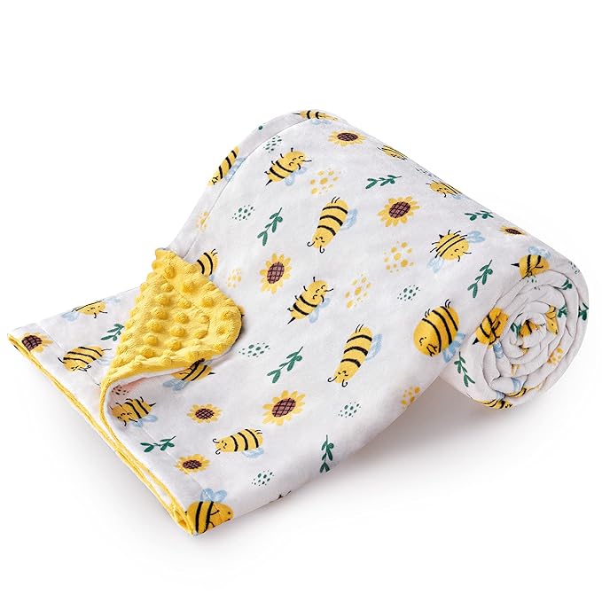 DaysU Silky Micro Soft Plush Baby Blankets Unisex with Print Animal Pattern and Soothing Raised Dots, Double Layer Bed Throws for Baby Crib 30x40 Inches