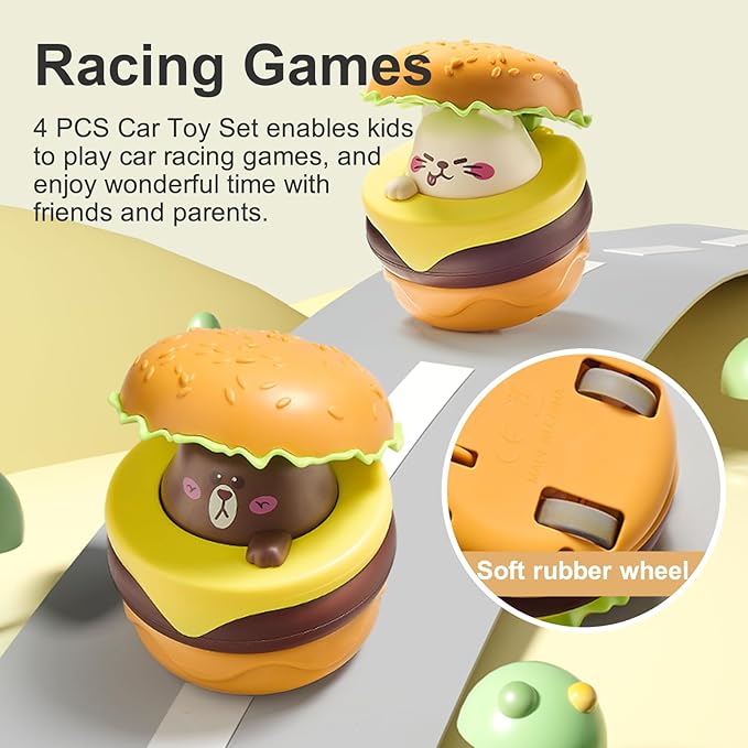 4PCS Press and Go Animal Car Toys for Toddlers Age 3+ Year