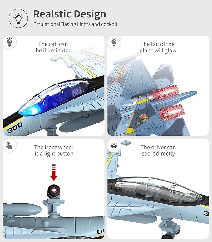 Geyiie Airplane Toy for Boys, Metal Plane Vehicle Playset 3 4 5 6