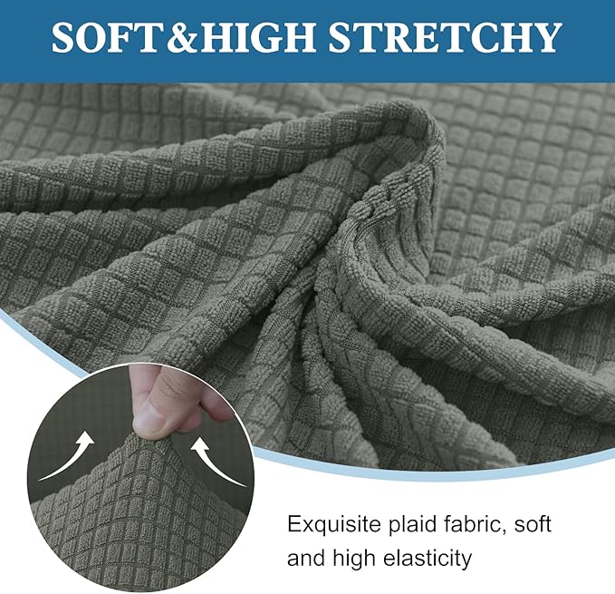 100% Waterproof Jacquard Fabric Couch Cover, Dual Layer with TPU Film, Leakproof High Elasticity Non-Slip Washable Furniture Protector for Pets, Dogs, Cats and Kids (Chair,Light Gray)