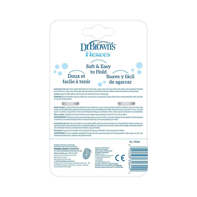 Dr. Brown's Flexees Friends Silicone Teether Purple Octopus Dr. Brown?s Flexees Beaded Teether Rings,100% Silicone Self-Soothe,3 Pack, 3m+