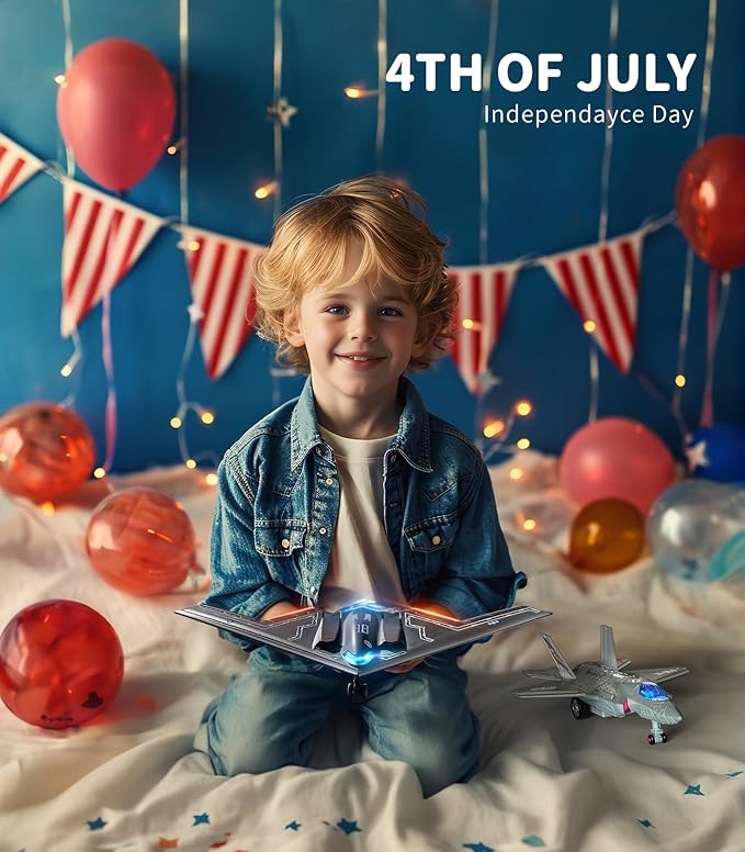 Geyiie Plane Toys for Kids, Diecast Airplane Toys Military Fighter Jet Toys with Led Light 2 Pack