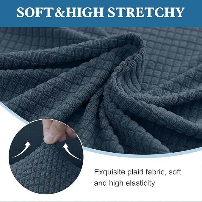 100% Waterproof Jacquard Fabric Couch Cover, Dual Layer with TPU Film, Leakproof High Elasticity Non-Slip Washable Furniture Protector for Pets, Dogs, Cats and Kids (Loveseat,Berlin Blue)