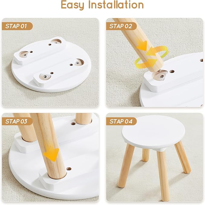 Beright Wooden Step Stool for Kids, Children's Stool Perfect Matched Sensory Table, 9 Inch Sturdy Sitting Stool with Assembled Four-Legged, 2 Pack