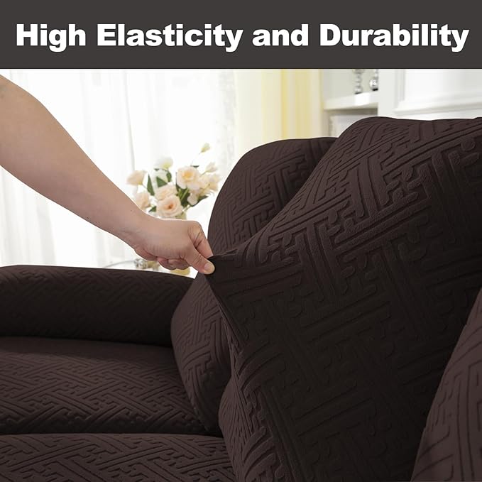 NORTHERN BROTHERS Recliner Chair Covers, Loveseat Chair Covers, Covers for Reclining Chairs, Recliner Couch Cover 2 Seat, Dark Brown
