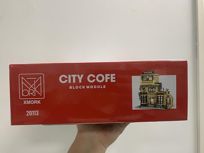 City Cafe Architecture Building Kit with LED Lights,3 Levels City Cafe Model Building Blocks Toy,for 12+Age Teen,Adult(1443 Pieces)