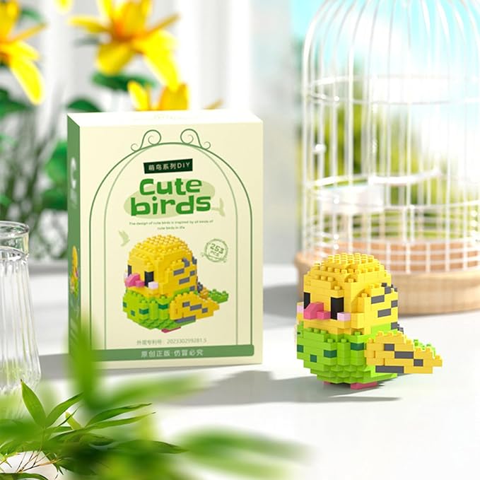 Birds Building Blocks for Adults Mini Building Blocks Birds Building Bricks Toy Micro Block Building Set Gift for Kids and Adults-253 PCS(Budgerigar A)