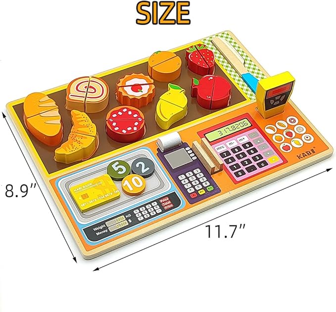 Wooden Play Food Sets for Kids Ice Cream Toys Pretend Food Accessories Early Education Toys for 3+ Years Old Girls and Boys Gifts (Fruit Shop)