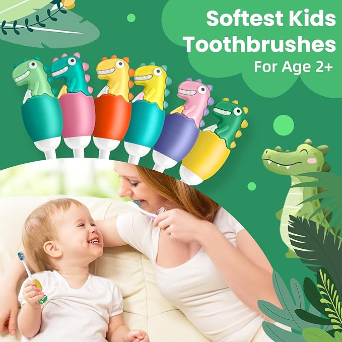 Kids Manual Toothbrush, Extra Soft Bristle Toddler Toothbrush with 10000 Bristles, Kids Travel Toothbrush Designed for Delicate Teeth & Gums for Children 2-7 Years (Purple)