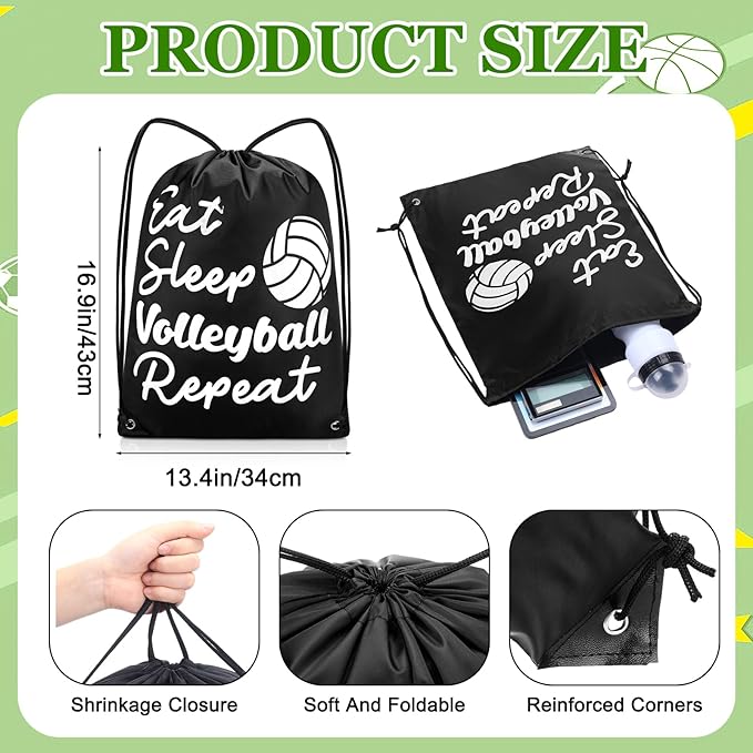 48 Pcs Volleyball Party Favors for Kids Include 12 Volleyball Drawstring Bags, 12 Volleyball Keychain, 12 Silicone Volleyball Bracelets, 12 Mini Stress Ball for Sports Birthday Supplies