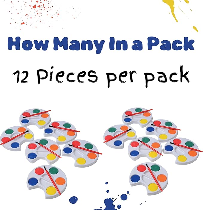 U. S. Toy Mini Kids Painting Set, Bulk Paint Pallets with Paintbrushes, 5 Colors, Individually Polybagged, Art Party Favors, Bulk Art Classroom Supplies, 12-Pack