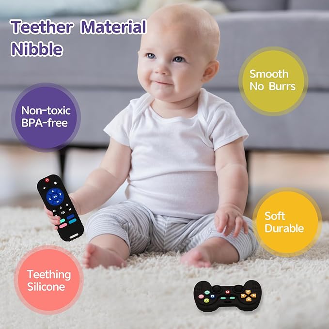 Hooku 2 Pack Silicone Teething Toys for Babies 0-6 Months, Teethers for Babies 6-12 Months