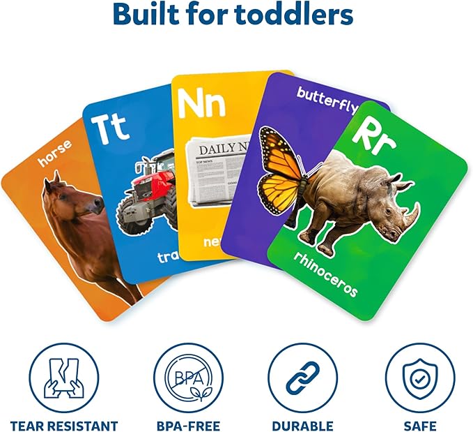Skillmatics Thick Flash Cards Combo for Toddlers - Animals & Letters, Montessori Toys, Educational Games, Preschool Learning, Learning Aids, Gifts for Kids Ages 1, 2, 3, 4 Years