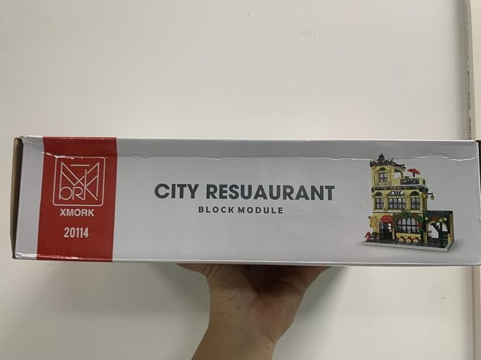 City Restaurant Architecture Building Kit with LED Lights,3 Levels City Restaurant Model Building Blocks Toy,for 12+Age Teen,Adult(1489 Pieces)