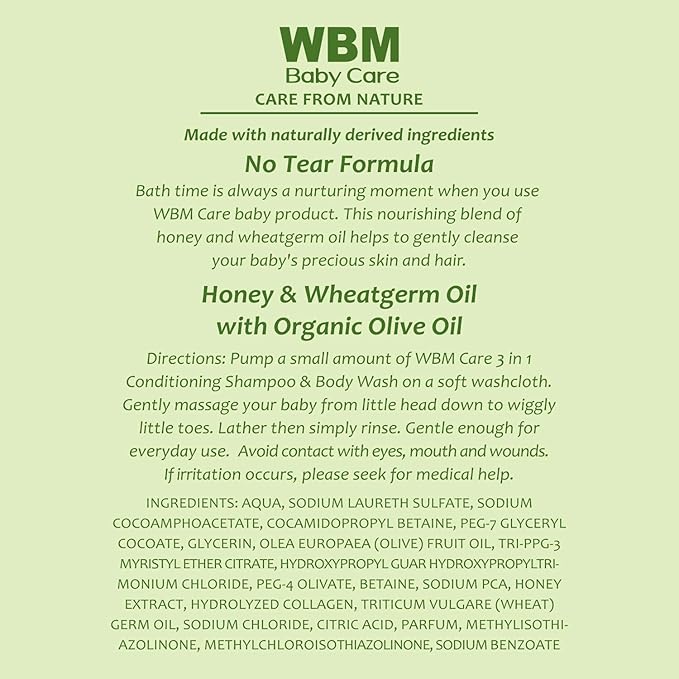 WBM Care Natural Baby Body Wash With Honey, Wheatgerm And 10 Oz