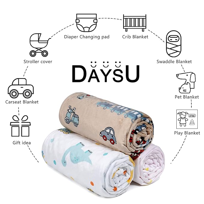 DaysU Silky Micro Soft Plush Baby Blankets for Girls with Print Animal Pattern and Soothing Raised Dots, Double Layer Bed Throws for Baby Crib 30x40 Inches