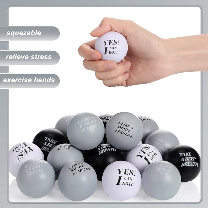 Zomiboo 20 Pieces Motivational Stress Foam Balls Quote Stress Relief Inspirational Relief Balls Employee Appreciation Gift for Kids Relieve Motivating Encouraging Adult(Classic Color)