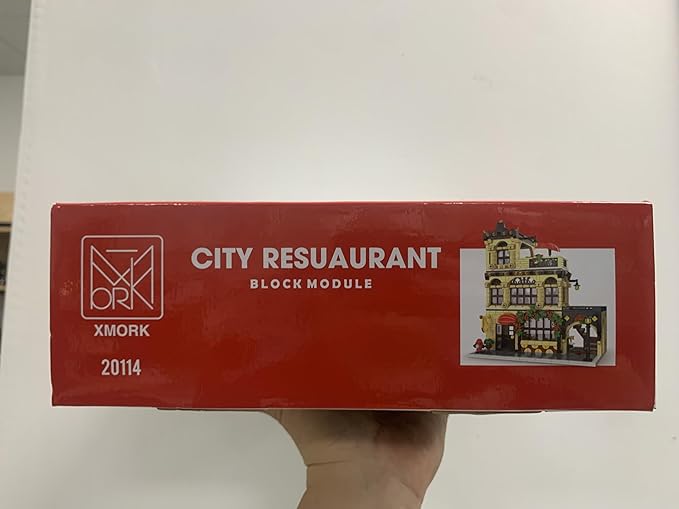 City Restaurant Architecture Building Kit with LED Lights,3 Levels City Restaurant Model Building Blocks Toy,for 12+Age Teen,Adult(1489 Pieces)