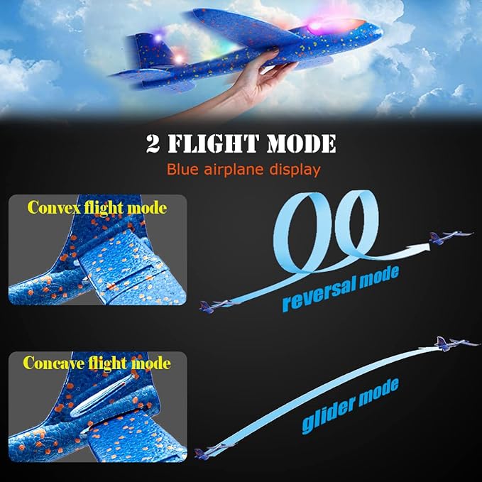 MIMIDOU 4 Pack Flashing Glider Plane, Illuminated colored led lights can play at night 2 flight