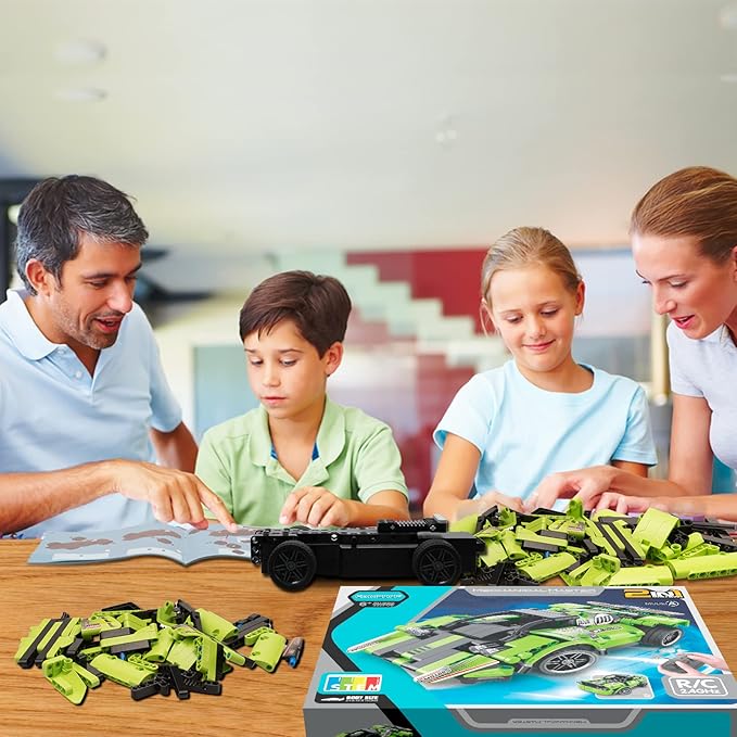 STEM Building Toys for Kids with 2-in-1 Remote Control Racer Snap Together Engineering Kits Early Learning Racecar Building Blocks - Best Gift for 6 7 8 9+Year Old Boys and Girls