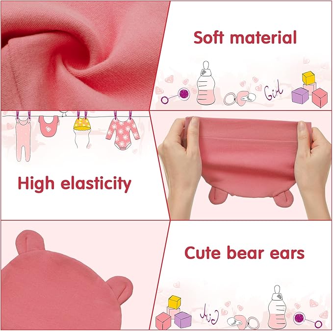 Geyoga 9 Pieces Newborn Baby Hat Bear Ears Infant Caps 2 Ears