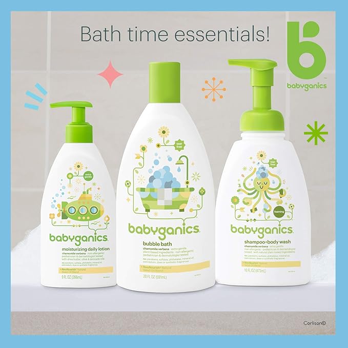 Babyganics Baby Shampoo + Body Wash Pump Bottle, Chamomile Verbena 16 Fl 2)