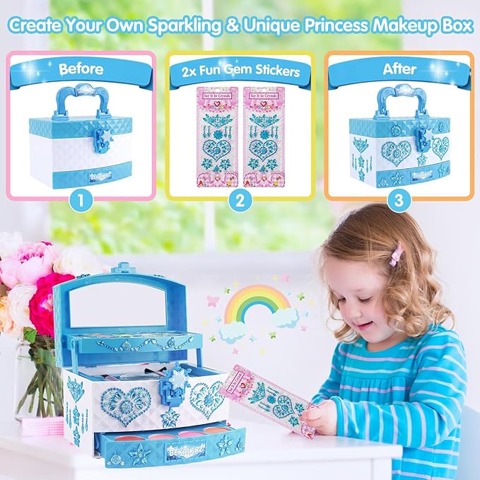 Toys for Girls,Washable Real Kids-Makeup-Kit-for-Girl,Toddler-Toys for 3 4 5 6 7 8 9 10 11 12 Year Old Girls,Christmas Birthday Frozen Gifts for Girls,Makeup-for-Kids-Toys,Princess-Dresses-for-Girls