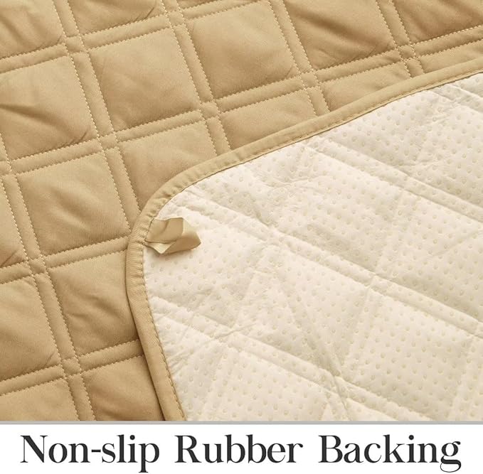 TOMORO Non-Slip Quilted Recliner Cover, 100% Waterproof Recliner Chair Slipcover Furniture Protector with Pockets, Washable Couch Cover with Elastic Straps for Kids and Pets,23 Inch
