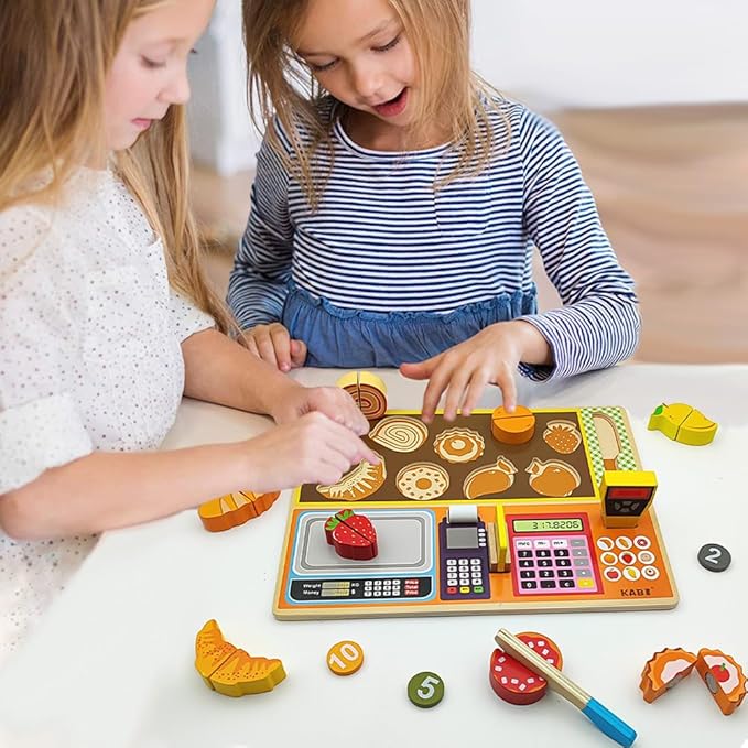 Wooden Play Food Sets for Kids Ice Cream Toys Pretend Food Accessories Early Education Toys for 3+ Years Old Girls and Boys Gifts (Fruit Shop)