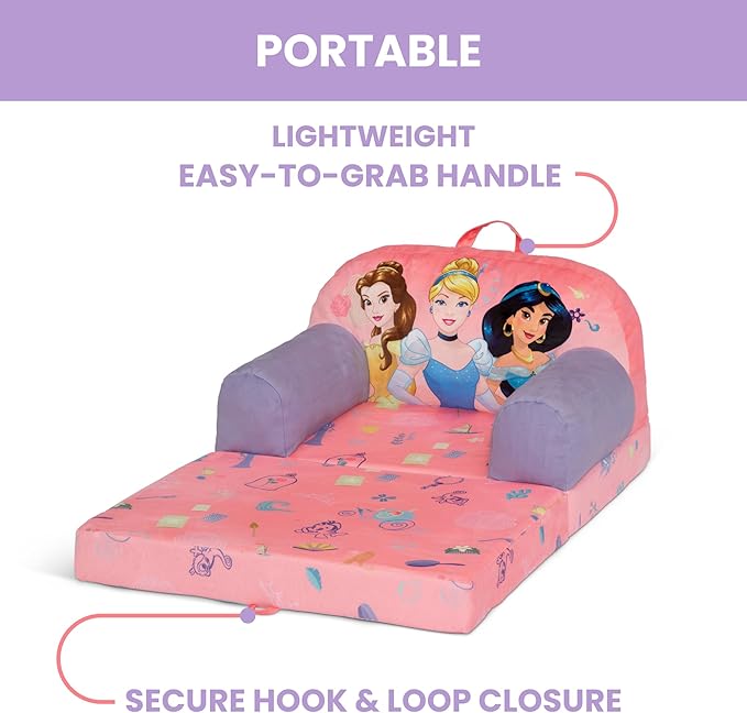 Delta Children - Disney Princess Cozee Buddy Flip-Out Kids Chair, Pink