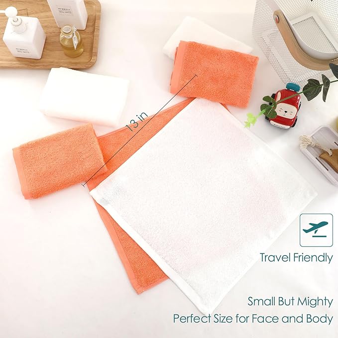 Extra Large 13x13 inch Face Towels, 12 Pack Silky Soft Wash Cloths for Washing Face and Body