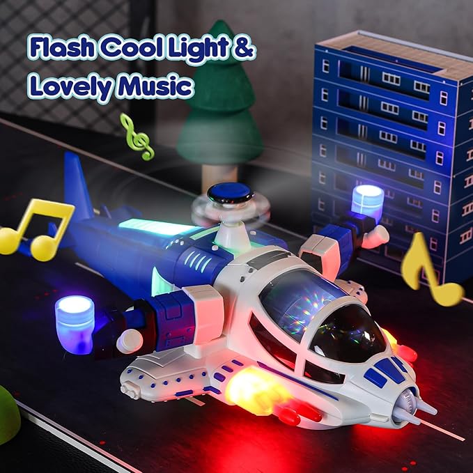 HOLYFUN Toddler Airplane Toys for Boys, Helicopter Toys with Sounds and Lights 3 4 5 Year