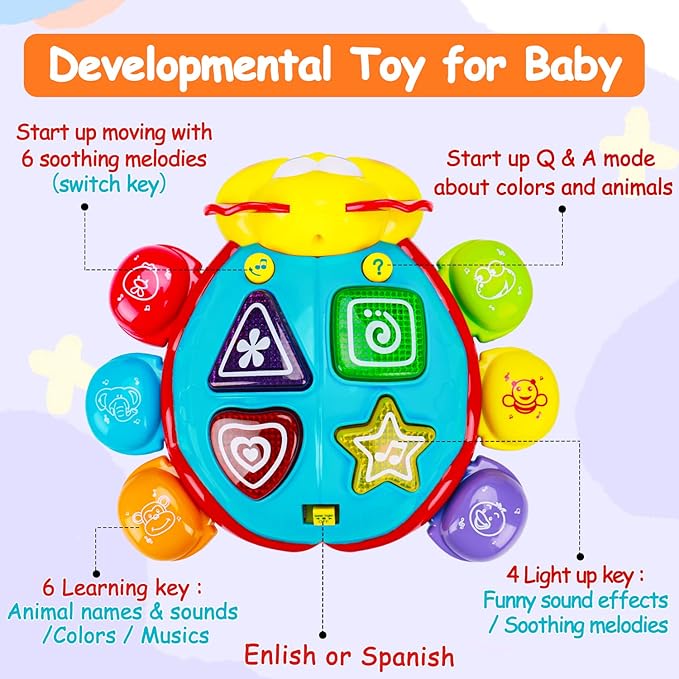 Baby Crawling Toy 6 to 12 Months Spanish English Bilingual 0-3-6 7 8 9 10 12-18 1 Year