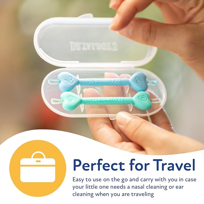 Dr. Talbot?s Baby Safe Nose and Ear Cleaner Set with Hygienic Travel Case, Gentle Dual-Ended Easy Mucus and Wax Remover Tool 2 Pack,