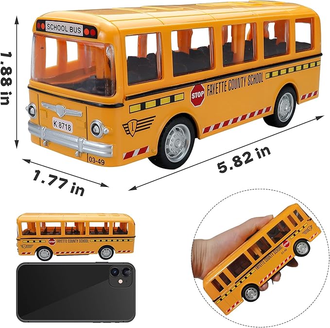 CORPER TOYS Bus Toys Die Cast Metal Toy Cars Pull 4 Pack
