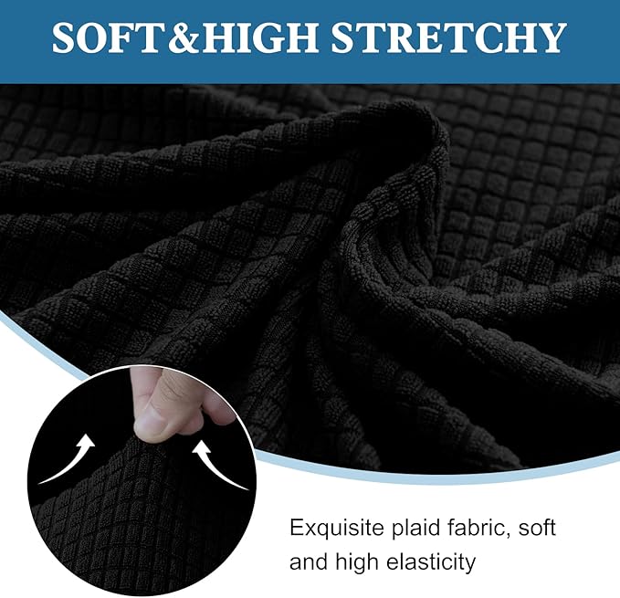 100% Waterproof Jacquard Fabric Couch Cover, Dual Layer with TPU Film, Leakproof High Elasticity Non-Slip Washable Furniture Protector for Pets, Dogs, Cats and Kids (Chair,Black)