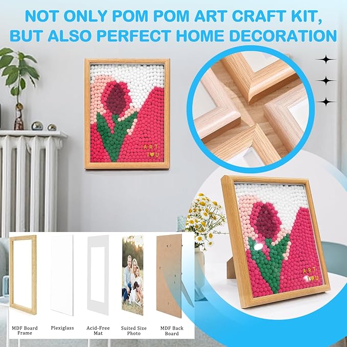 URSDIART Tulip Arts and Crafts for Kids Ages 8-12,Over 1100+ Craft Pom Poms Art Kits, Craft Kits for Girls Boy Ages 8-12,6-9,15+,Kids Activities Home Classroom School Project Supplies