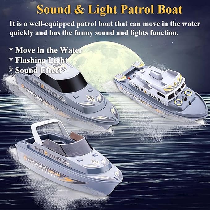 Speed Boat Water Toy, Electric Patrol Boat Coast Guard Vessel 3)