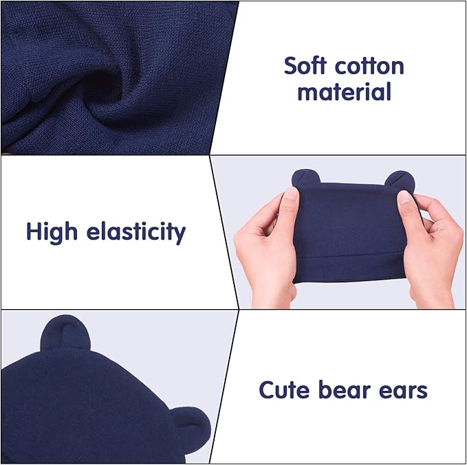 Geyoga 9 Pieces Newborn Baby Hat Bear Ears Infant Caps 2 Ears