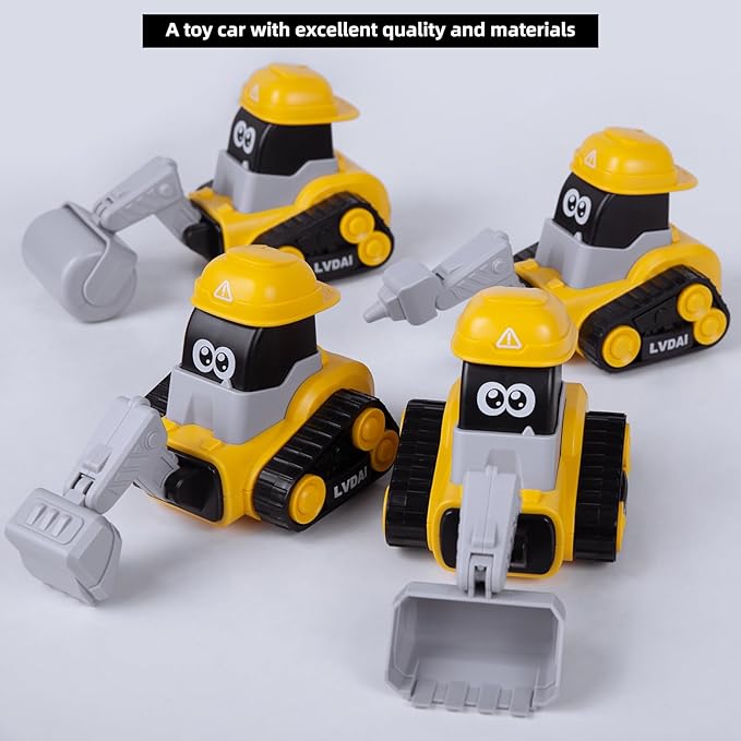 Toy Vehicles for Toddlers 2-4,4PCS Car Toys for Toddlers 1-3 6-12-18 Months 1 2 3 Year