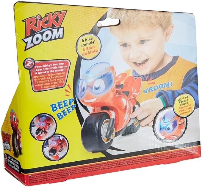 Ricky Zoom Toy Motorcycle with Light and Sounds, Red for Boys