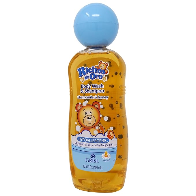 Ricitos de Oro 2-in-1 Baby Hair and Body Wash, Hypoallergenic Tear Free Body Wash and Shampoo with Chamomile and Honey 2-Pack of 13.5 FL 2 Bottles.