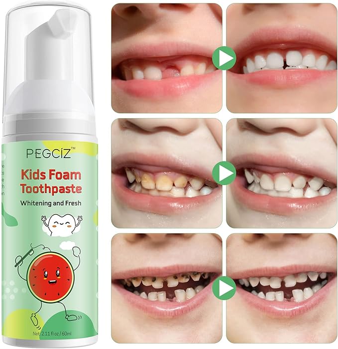 Kids Foam Toothpaste 2 Pack, Foam Toothpaste Kids with Low Fluoride, Toddler Toothpaste for U Shaped Toothbrush Electric Toothbrush, Foam Toothpaste for Children Kids Ages 3 Plus(Watermelon+Blueberry)