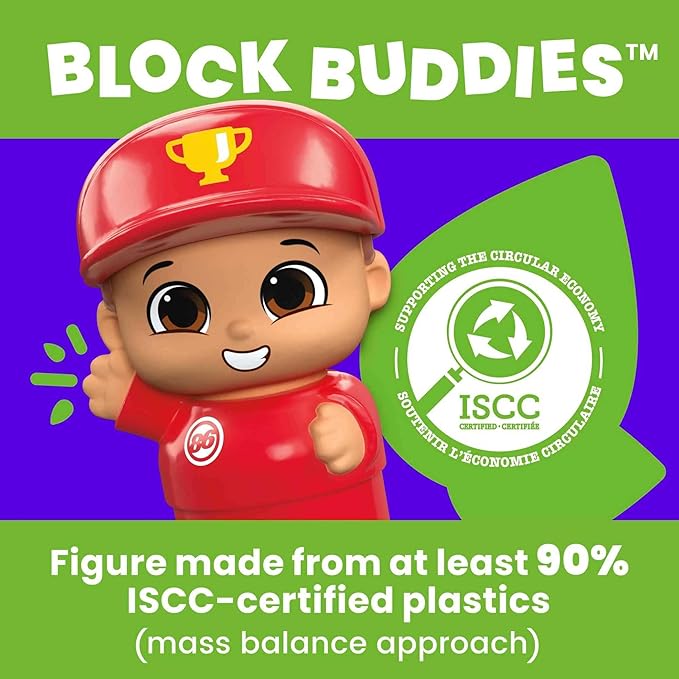 Mega BLOKS First Builders Toddler Building Blocks Toy Set, Ricky Race Car with 6 Pieces and Storage 1 Figure, 1+ Years