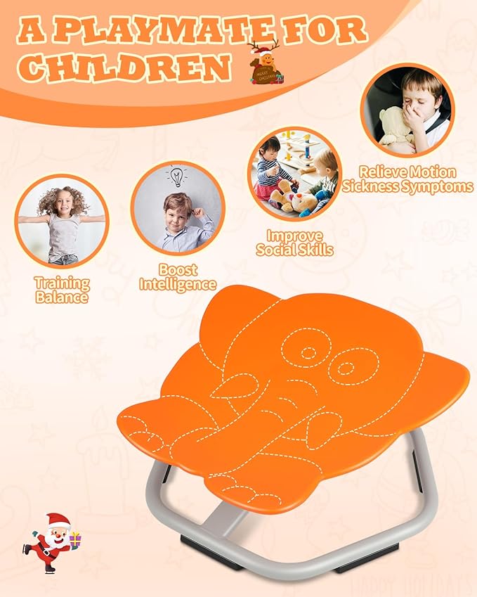 Dollate Carousel Spin Sensory Chair for Kids, Petal Kids Swivel Chair, Elephant Sit and Spin Swivel Chair,Toddler Spinner Seat Non-Slip Spinning Seat Autism Kids Swivel Chair for Training Balance