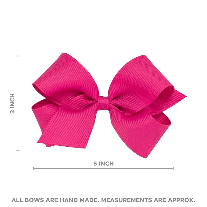 Wee Ones Girls' Grosgrain Pink-themed Christmas Novelty Print Hair Bow, Medium