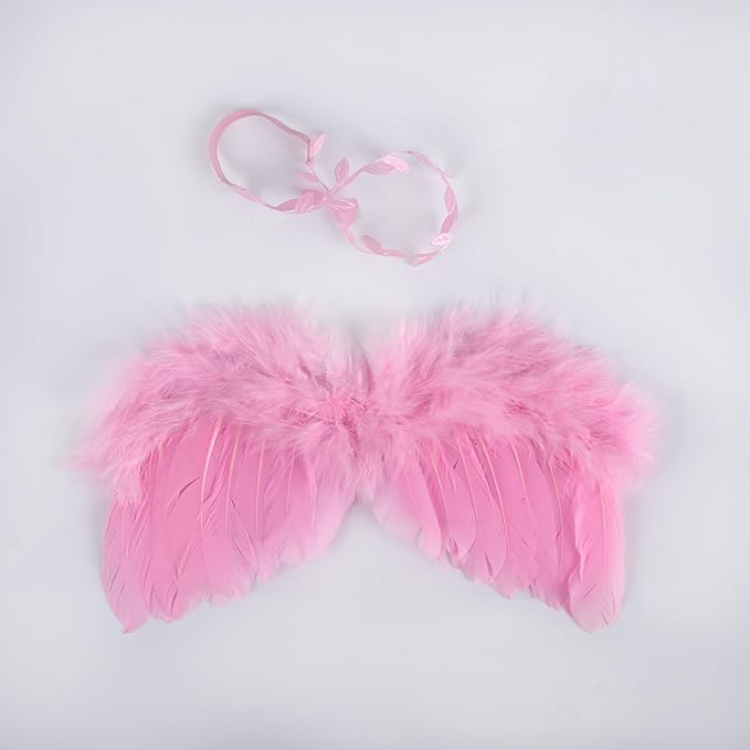 Holibeat 2PCS 0-6M Baby Angel Feather Wings Newborn Photo Props